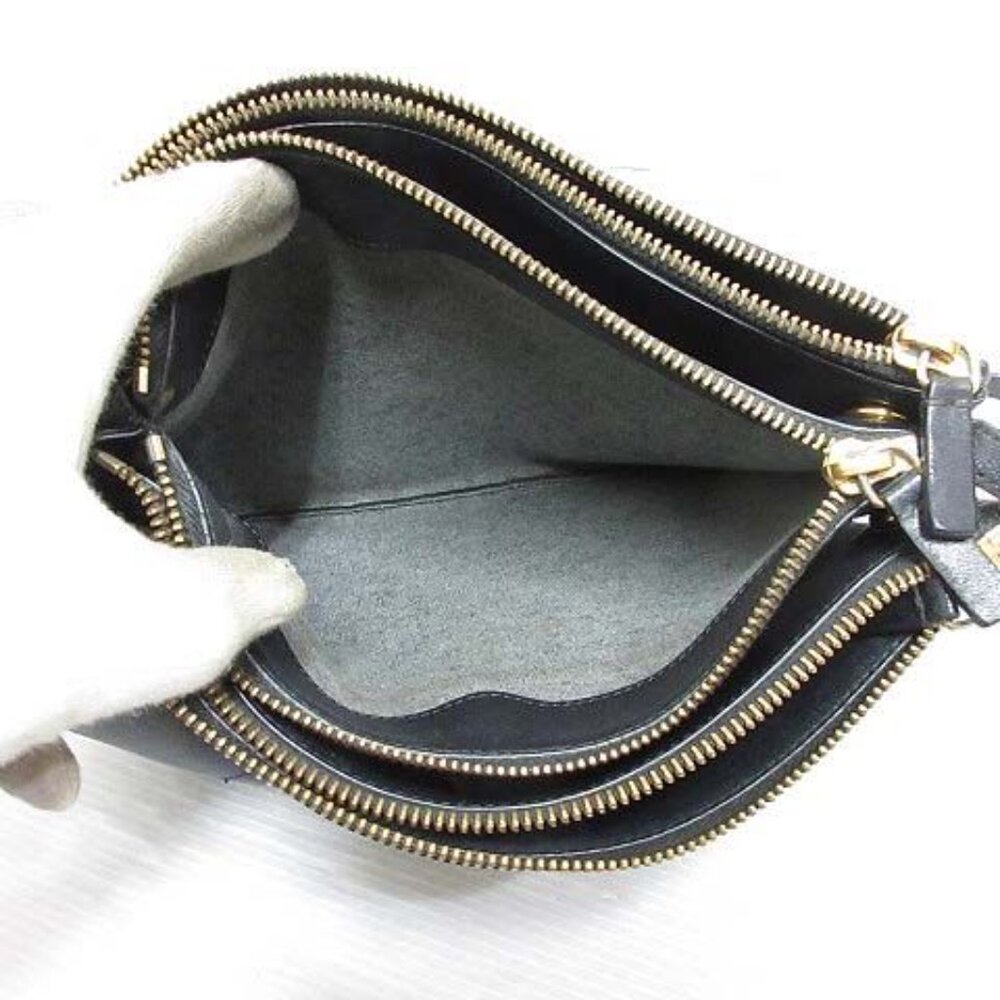 Celine Trio Large Shoulder Bag Leather Crossbody Black Storage with Bag Aa - Picture 4 of 9